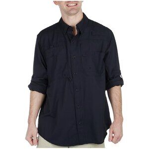 Reel Legends - Men’s Saltwater II Performance Fishing Shirt in Black, size Small